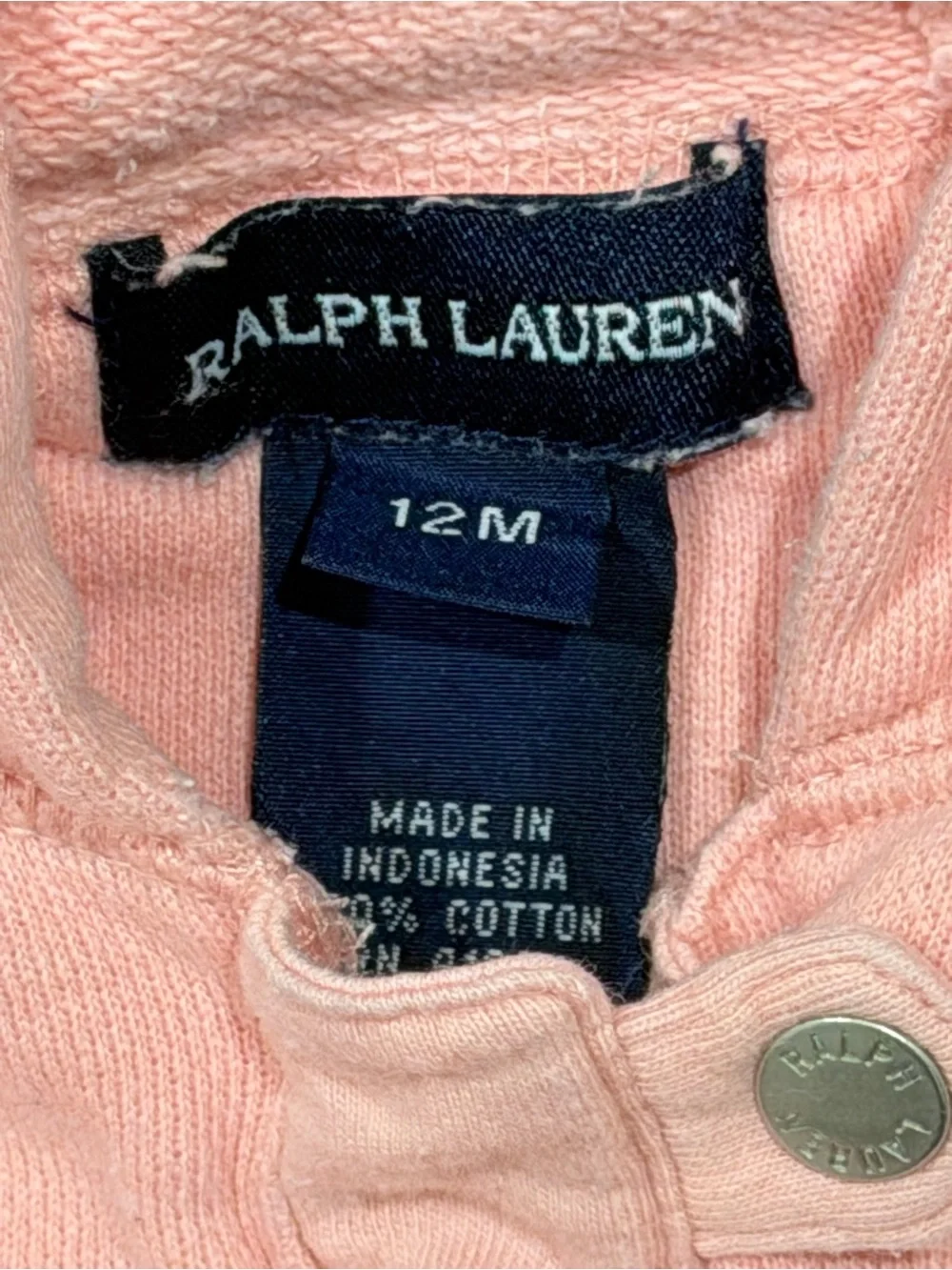 Vintage Ralph Lauren baby pink two-piece sweatsuit 12 months